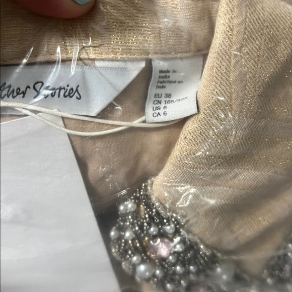 & Other Stories jacquard mini swing dress with embellished collar GOLD-Size US 6 - Picture 8 of 8